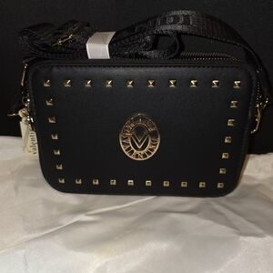 Valentino Black Crossbody with Gold Accents
